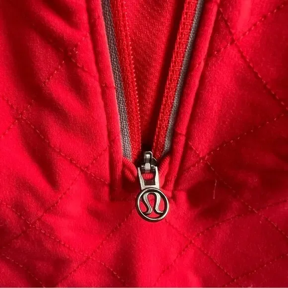 Lululemon Run Toasty Tech Pullover Love Red Size 6 1/4 Zip Running Jacket Shirt - Picture 8 of 15